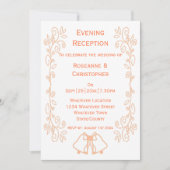 Invitation Peach Bells Scrollwork Mariage Réception (Devant)