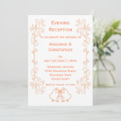 Invitation Peach Bells Scrollwork Mariage Réception (Debout devant)