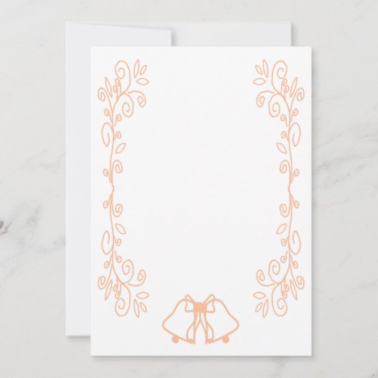 Invitation Peach Bells Scrollwork Mariage Réception (Dos)