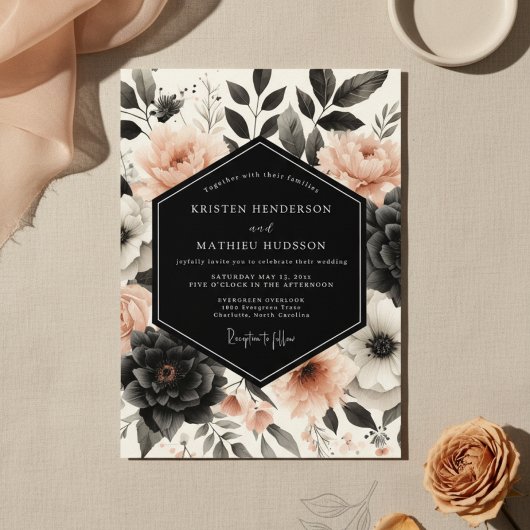 Invitation Peach Bloom Nocturne Wedding