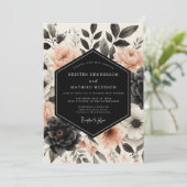 Invitation Peach Bloom Nocturne Wedding (Debout devant)
