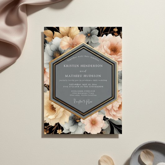 Invitation Peach Blossom Botanical Romance Wedding