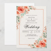 Invitation Peach Blossom Botanical Whimsy Mariage (Devant / Derrière)