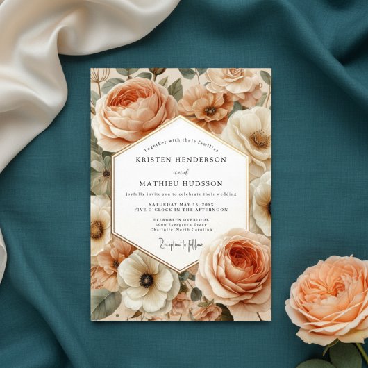 Invitation Peach Blossom Romantic Wedding