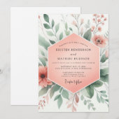 Invitation Peach Blossom Whimsy Wedding (Devant / Derrière)