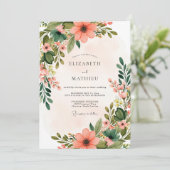 Invitation Peach Blossoming Spring Wedding (Debout devant)