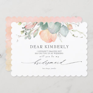 Invitation Peach Blossoms Floral Be My Bridesmaid Proposition