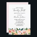 Invitation Peach Blush Aquarelle Floral 21e fête d'anniversai<br><div class="desc">Plus jolie invitation à l'anniversaire fleuri dans le Little Bayleigh Store!</div>