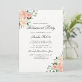 Invitation Peach Blush Aquarelle Floral Retraite Party (Debout devant)