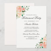 Invitation Peach Blush Aquarelle Floral Retraite Party (Devant / Derrière)