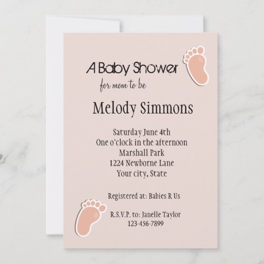 Invitation Peach Blush Baby Footprints Baby shower (Dos)