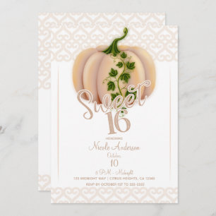 Invitation Peach Blush Citrouille Fall Sweet 16 Anniversaire 