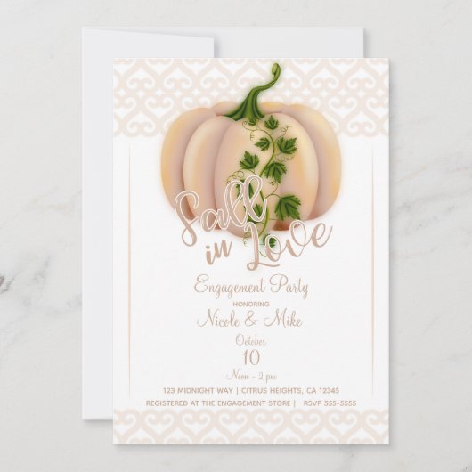 Invitation Peach Blush Citrouille TOMBE DANS L'AMOUR Engageme (Devant)