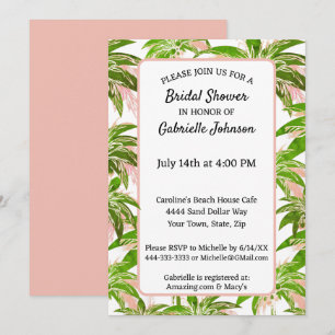 Invitation Peach Blush Green Palm Tree Summer ShowParty
