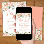 Invitation Peach Blush Ivory Floral 40e fête d'anniversaire