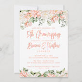 Invitation Peach Blush Ivory Floral 5e anniversaire Mariage (Devant)