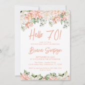 Invitation Peach Blush Ivory Floral 70e fête d'anniversaire (Devant)