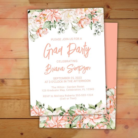 Invitation Peach Blush Ivory Graduation Party