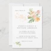 Invitation Peach Blush Rose or Aquarelle Mariage Floral | (Devant)