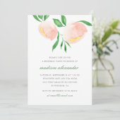 Invitation Peach Blush Watercolor Flower Photo Anniversaire (Debout devant)