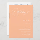 Invitation Peach Boho Arch QR Code photo Mariage (Devant / Derrière)