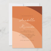 Invitation Peach Boho Waves Script moderne QR Code Mariage (Devant)