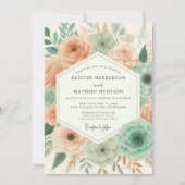 Invitation Peach Botanical Flourish Wedding (Devant)