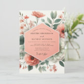 Invitation Peach Botanical Romance Wedding (Debout devant)