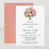 Invitation Peach Bouquet with Diamonds Bridesservantes Déjeun (Devant / Derrière)