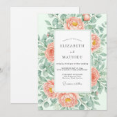 Invitation Peach Breathtaking Botanical Wedding (Devant / Derrière)