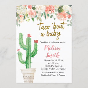 Invitation Peach Cactus Baby shower floral Taco Bout Baby