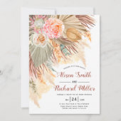 Invitation Peach cactus fleurs doux mariage arche en terre cu (Devant)