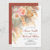 Invitation Peach cactus fleurs doux mariage arche en terre cu (Devant / Derrière)