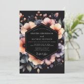 Invitation Peach Charcoal Dramatic Bloom Wedding (Debout devant)