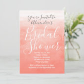 Invitation Peach Coral Aquarelle Ombre Fête des mariées moder (Debout devant)