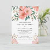 Invitation Peach Coral Floral Spring Mariage botanique (Debout devant)