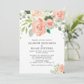 Invitation Peach coral vert été printemps mariage (Debout devant)