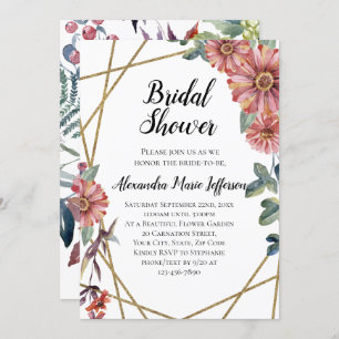 Invitation Peach Coral Zinnia Mariage d'aquarelle