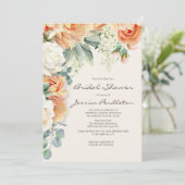 Invitation Peach Cream Floral Eucalyptus Bridal Showe (Debout devant)