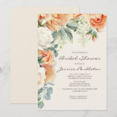 Invitation Peach Cream Floral Eucalyptus Bridal Showe (Devant / Derrière)