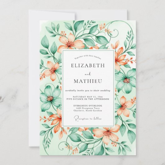 Invitation Peach Dainty Spring Wedding (Devant)