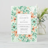 Invitation Peach Dainty Spring Wedding (Debout devant)