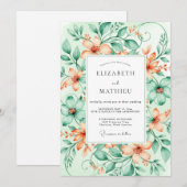 Invitation Peach Dainty Spring Wedding (Devant / Derrière)