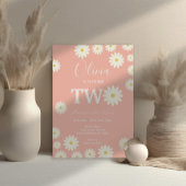 Invitation Peach Daisy Floral 2e fête d'anniversaire