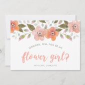 Invitation Peach Delicate Floral Serez-Vous Ma Fille Fleur (Devant)
