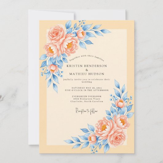Invitation Peach Delicate Spring Wedding (Devant)