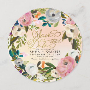 Invitation Peach Dream Garden Floral Sauvez la date