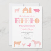 Invitation Peach EIEIEIO Farm Anniversaire Pour Fille (Devant)