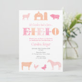 Invitation Peach EIEIEIO Farm Anniversaire Pour Fille (Debout devant)