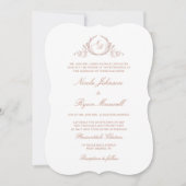 Invitation Peach Elegant Formal Monogram Mariage (Devant)